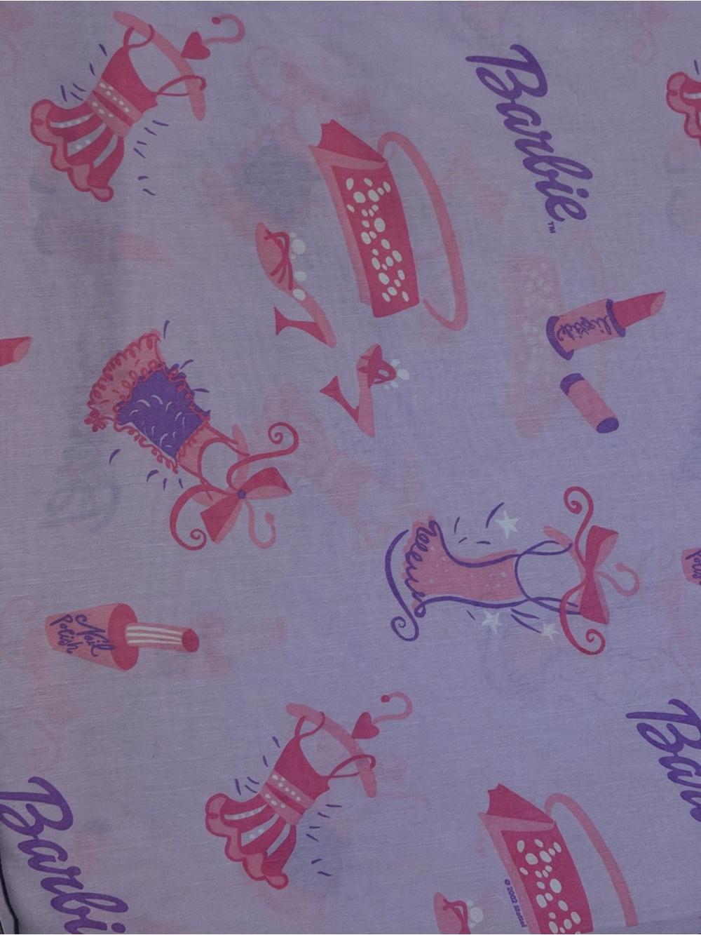 Vintage Barbie Twin Flat Sheet Y2K Pink Fashion Makeup Bedroom Decor 2002 - Picture 2 of 5